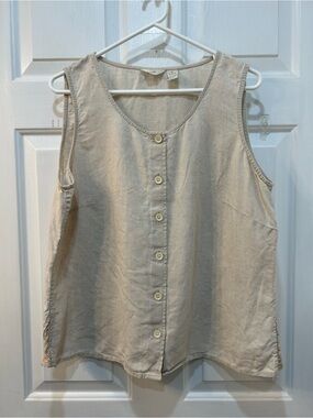 J. Jill 100% Linen Sleeveless Tunic Top Size 1X Boho Lagenlook Casual Capsule